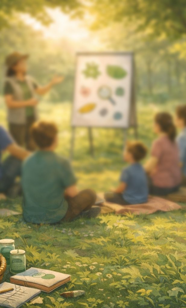kleines Beitragsbild "Wald- und Naturpädagogik" von Denise Lüdtke - Beratung und Entwicklung, Illustration Workshop im Wald mit Kinder