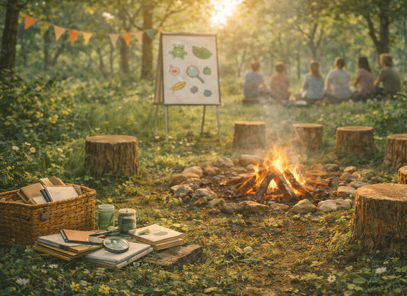 Naturpädagogische Event mit Lagerfeuer im Wald, Denise Lüdtke - Beratung und Entwicklung, für Kinder, Workshop, illustriert