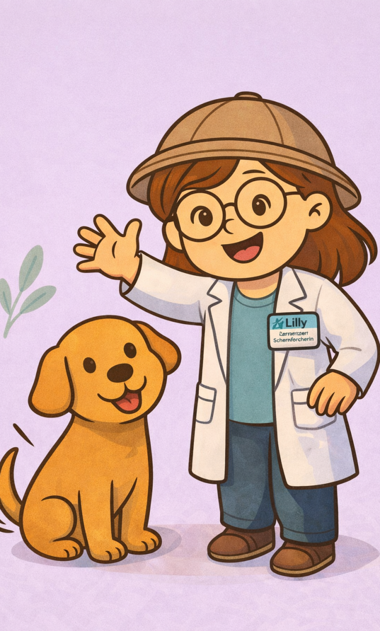 Lilly, die Schmerzforscherin und ihr Hund, eine Marke von Denise Lüdtke - Beratung und Entwicklung, Schmerzmanagement Online-Kurs für Kinder